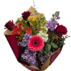 Mazzo di fiori con rose rosse e fiori colorati